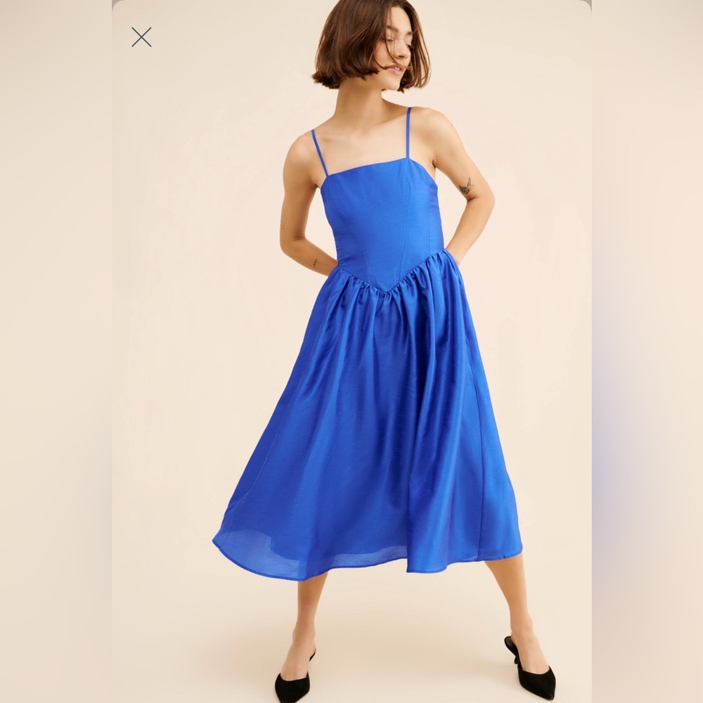 Hutch Blue Sleeveless A-Line Midi Dress